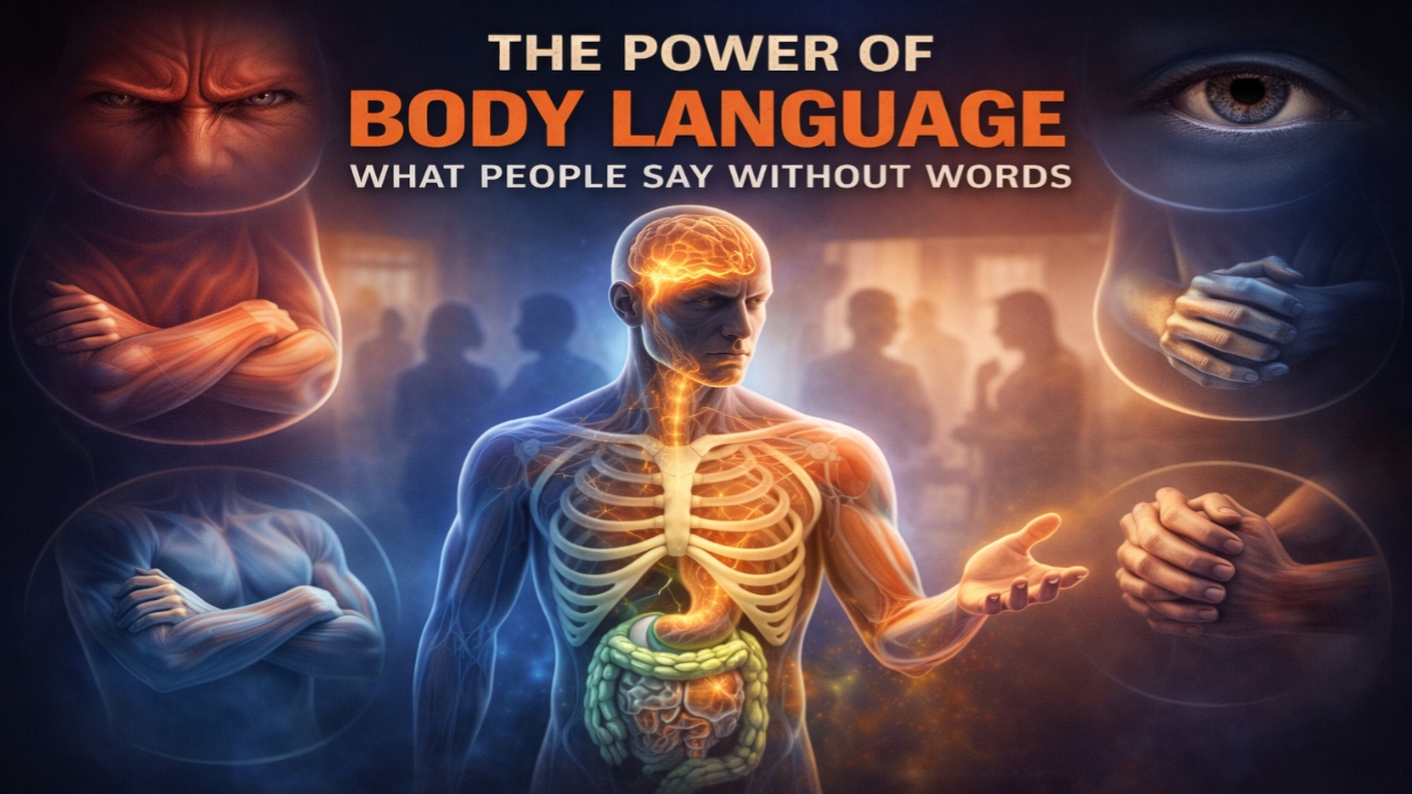 Skeleton illustrating body language psychology and nonverbal communication